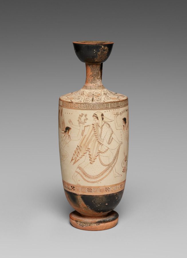 White-Ground Lekythos (Oil Vessel): Atalanta and Erotes by Douris